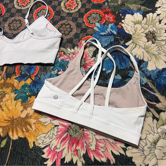 Lululemon Athletica size 6 energy and ebb to street White Strappy Bralette Duo - Picture 5 of 9